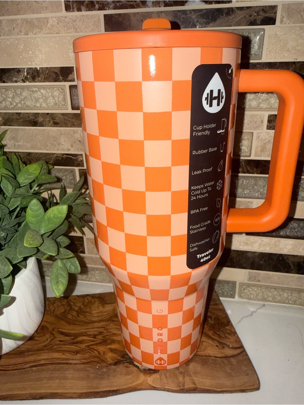 Hydrojug 40 oz traveler orange Checkers